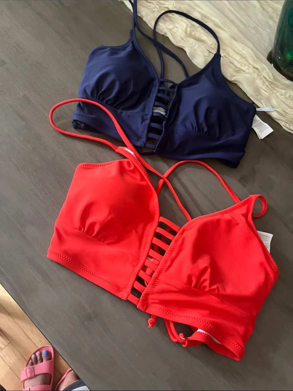 Cupshe Red and Navy Strappy Ladder-Front Bralettes
